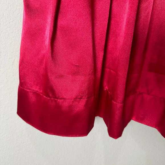 VINTAGE Roberta Party Dress Red Satin Strapless Pleated Bodice - size 5/6 - Picture 6 of 14